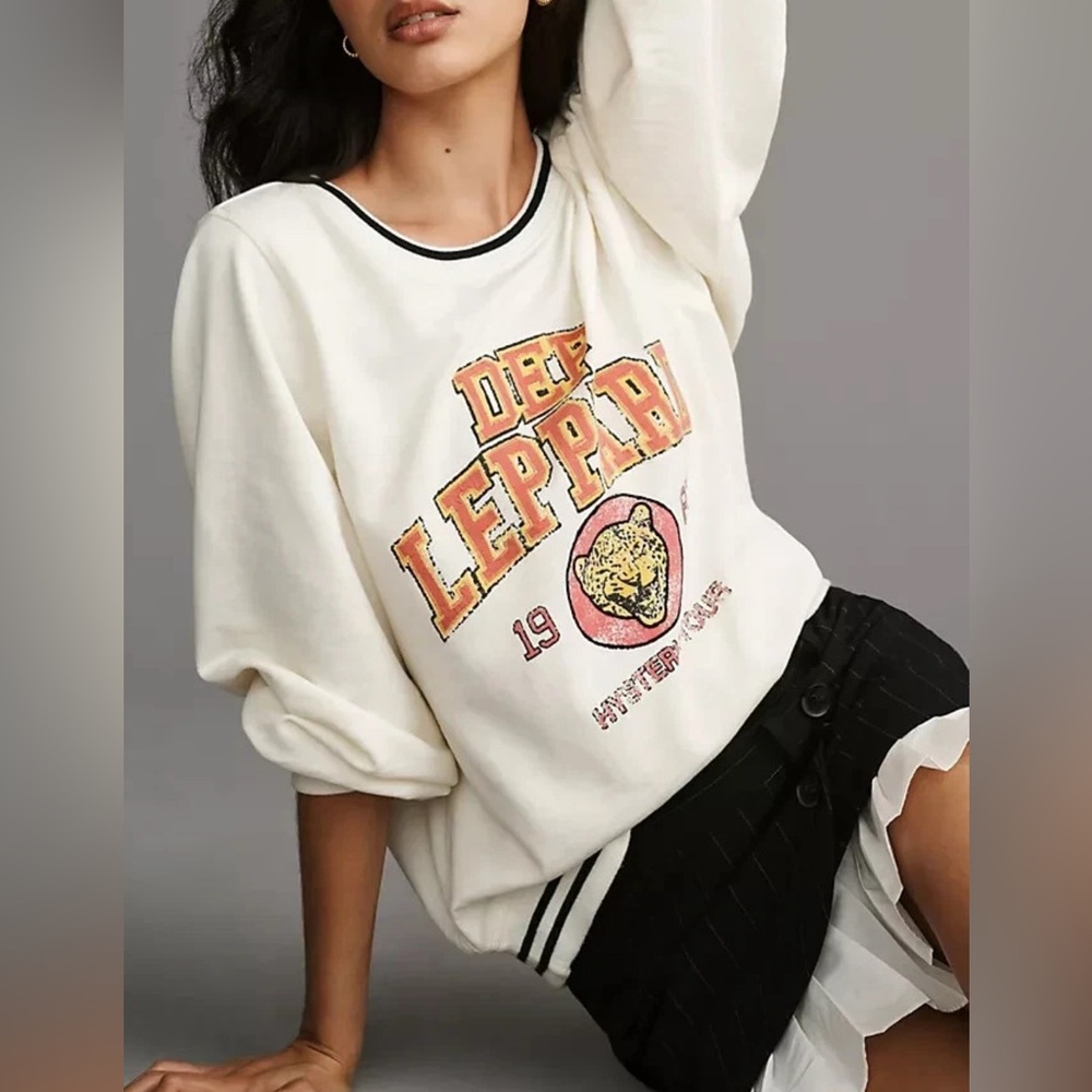 Pilcro/Anthropologie Women's Cream Graphic Top, Size M